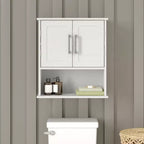 Emma and Oliver Wall Mounted Bathroom Medicine Cabinet Organizer with Adjustable In-Cabinet Shelf, Dual Magnetic Closure Doors, Bottom Open Display Shelf