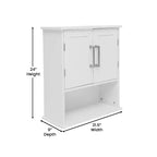 Emma and Oliver Wall Mounted Bathroom Medicine Cabinet Organizer with Adjustable In-Cabinet Shelf, Dual Magnetic Closure Doors, Bottom Open Display Shelf