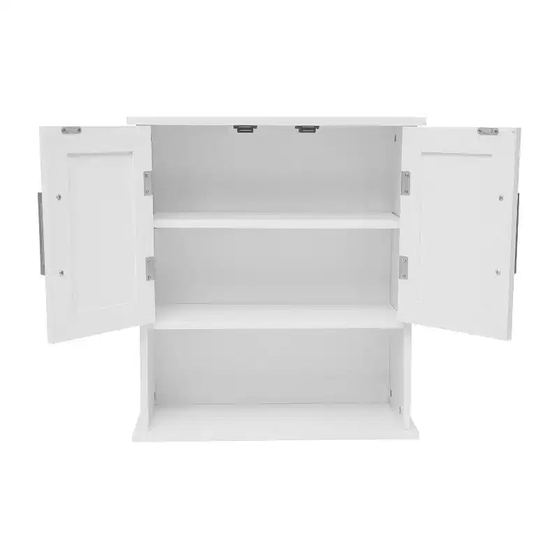 Emma and Oliver Wall Mounted Bathroom Medicine Cabinet Organizer with Adjustable In-Cabinet Shelf, Dual Magnetic Closure Doors, Bottom Open Display Shelf