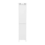 Merrick Lane Slim Linen Tower Organizer with Storage Drawer, Upper and Lower Cabinets with Magnetic Closure Doors and Open Shelf