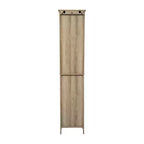 Merrick Lane Slim Linen Tower Organizer with Storage Drawer, Upper and Lower Cabinets with Magnetic Closure Doors and Open Shelf