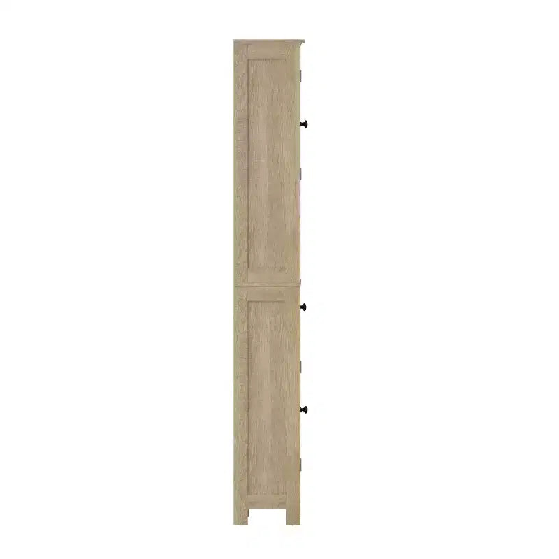 Merrick Lane Slim Linen Tower Organizer with Storage Drawer, Upper and Lower Cabinets with Magnetic Closure Doors and Open Shelf