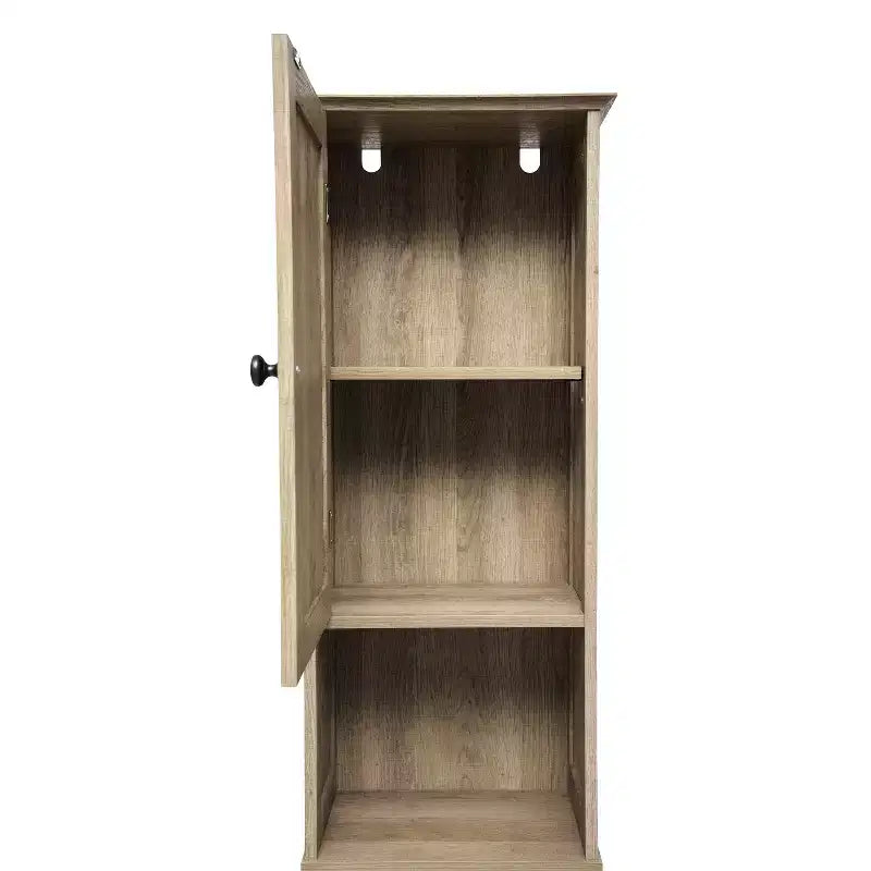 Merrick Lane Slim Linen Tower Organizer with Storage Drawer, Upper and Lower Cabinets with Magnetic Closure Doors and Open Shelf
