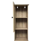 Merrick Lane Slim Linen Tower Organizer with Storage Drawer, Upper and Lower Cabinets with Magnetic Closure Doors and Open Shelf