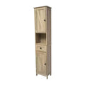 Merrick Lane Slim Linen Tower Organizer with Storage Drawer, Upper and Lower Cabinets with Magnetic Closure Doors and Open Shelf