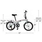 Bicicletta pieghevole compatta da città Xspec 20 a 7 velocità, bianca (NON Elettrica)