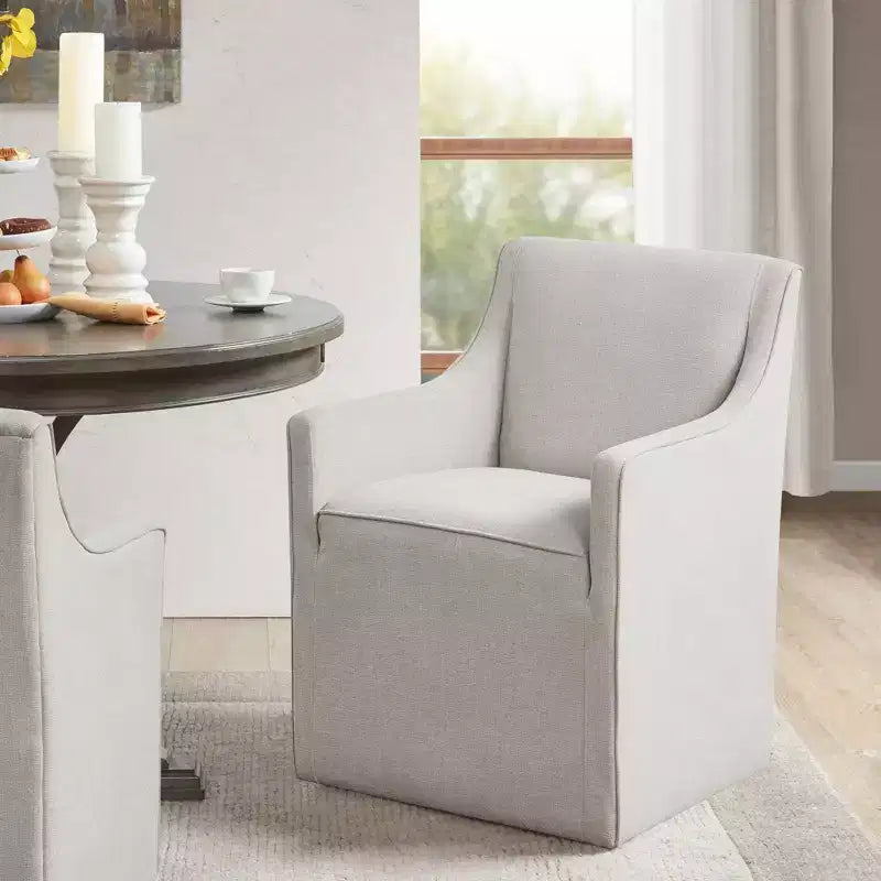 Madison Park Hamilton Slipcover Dining Arm Chair with Casters