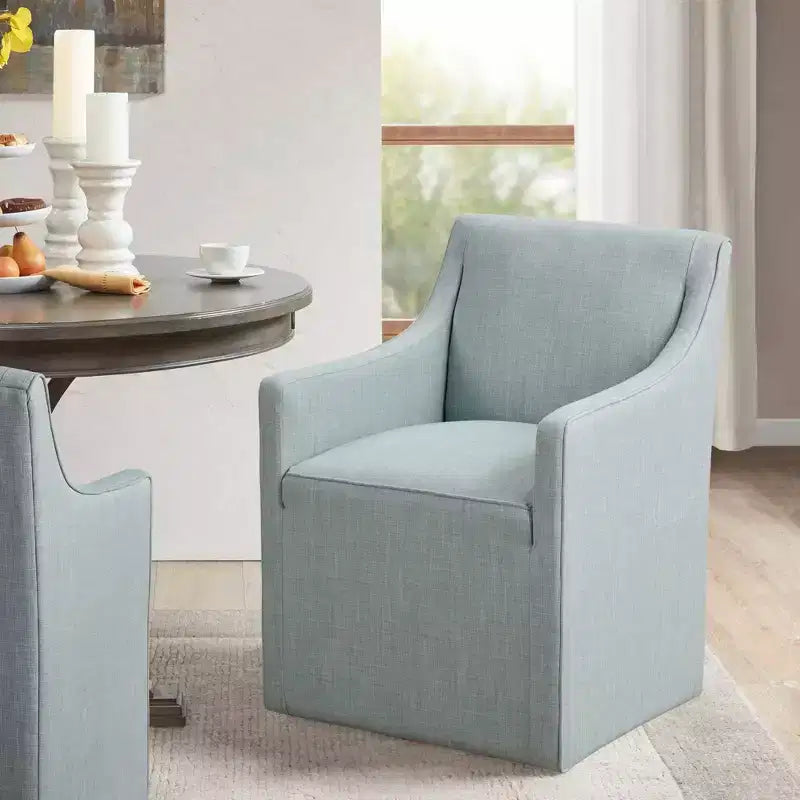 Madison Park Hamilton Slipcover Dining Arm Chair with Casters
