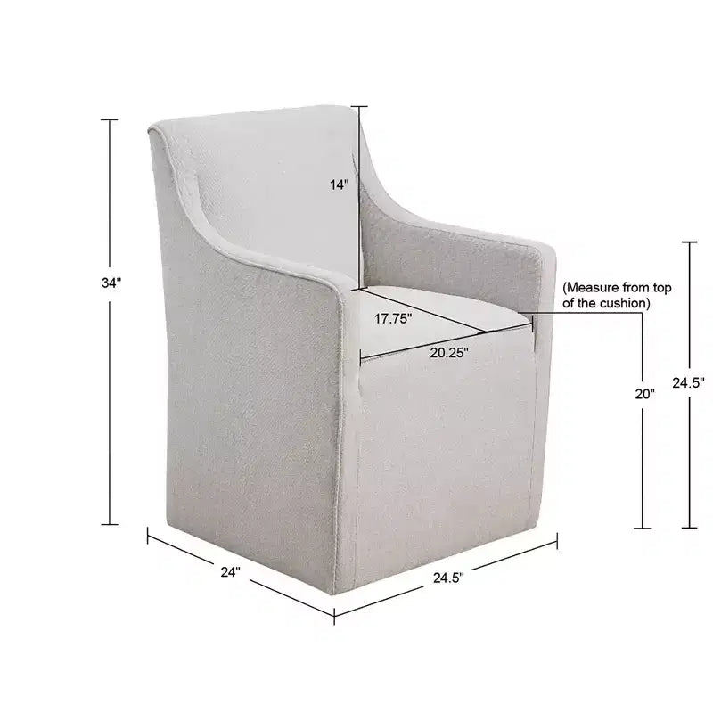 Madison Park Hamilton Slipcover Dining Arm Chair with Casters