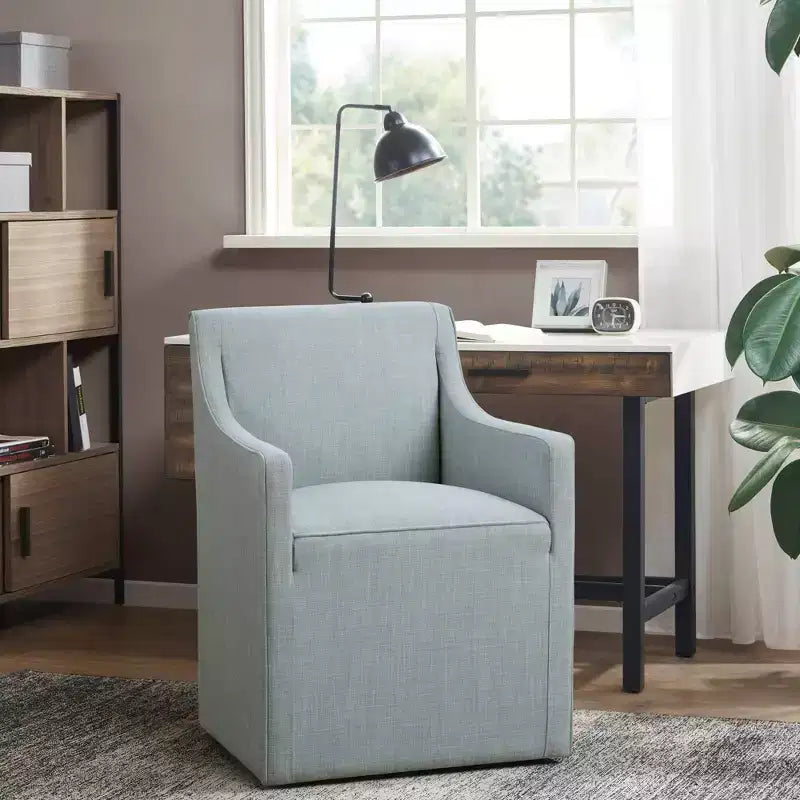 Madison Park Hamilton Slipcover Dining Arm Chair with Casters