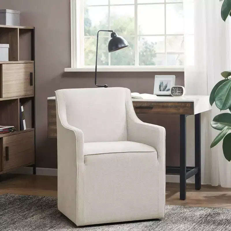 Madison Park Hamilton Slipcover Dining Arm Chair with Casters