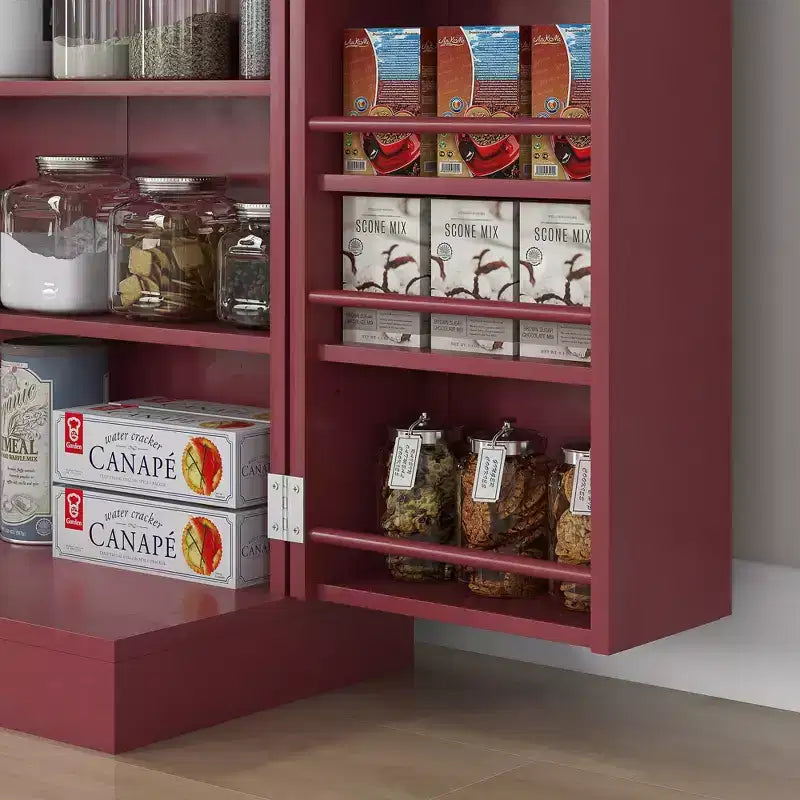 HOMCOM Dispensa da Cucina Autoportante a 2 Ante, Mobile Dispensa con 5 Ripiani Interni, 12 Scomparti per Spezie e Ripiani Regolabili