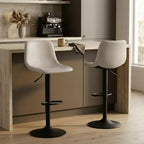 LeisureMod Tilbury Modern Adjustable Height Bar Stool with Vegan Leather Upholstery and Footrest, Ideal for Kitchen Island, Counter, or Home Bar