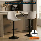 LeisureMod Tilbury Modern Adjustable Height Bar Stool with Vegan Leather Upholstery and Footrest, Ideal for Kitchen Island, Counter, or Home Bar