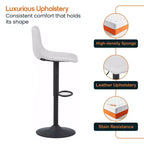 LeisureMod Tilbury Modern Adjustable Height Bar Stool with Vegan Leather Upholstery and Footrest, Ideal for Kitchen Island, Counter, or Home Bar