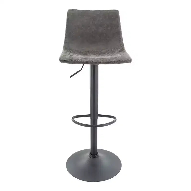 LeisureMod Tilbury Modern Adjustable Height Bar Stool with Vegan Leather Upholstery and Footrest, Ideal for Kitchen Island, Counter, or Home Bar