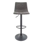 LeisureMod Tilbury Modern Adjustable Height Bar Stool with Vegan Leather Upholstery and Footrest, Ideal for Kitchen Island, Counter, or Home Bar