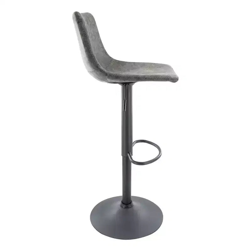 LeisureMod Tilbury Modern Adjustable Height Bar Stool with Vegan Leather Upholstery and Footrest, Ideal for Kitchen Island, Counter, or Home Bar