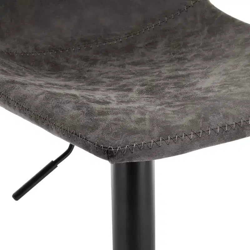 LeisureMod Tilbury Modern Adjustable Height Bar Stool with Vegan Leather Upholstery and Footrest, Ideal for Kitchen Island, Counter, or Home Bar