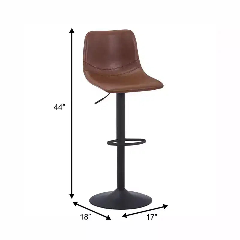 LeisureMod Tilbury Modern Adjustable Height Bar Stool with Vegan Leather Upholstery and Footrest, Ideal for Kitchen Island, Counter, or Home Bar