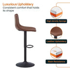 LeisureMod Tilbury Modern Adjustable Height Bar Stool with Vegan Leather Upholstery and Footrest, Ideal for Kitchen Island, Counter, or Home Bar