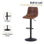 LeisureMod Tilbury Modern Adjustable Height Bar Stool with Vegan Leather Upholstery and Footrest, Ideal for Kitchen Island, Counter, or Home Bar