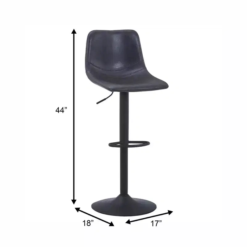 LeisureMod Tilbury Modern Adjustable Height Bar Stool with Vegan Leather Upholstery and Footrest, Ideal for Kitchen Island, Counter, or Home Bar