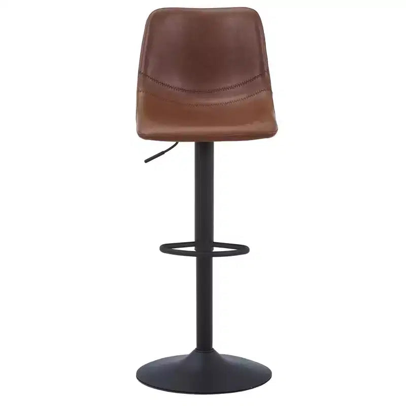 LeisureMod Tilbury Modern Adjustable Height Bar Stool with Vegan Leather Upholstery and Footrest, Ideal for Kitchen Island, Counter, or Home Bar