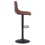 LeisureMod Tilbury Modern Adjustable Height Bar Stool with Vegan Leather Upholstery and Footrest, Ideal for Kitchen Island, Counter, or Home Bar