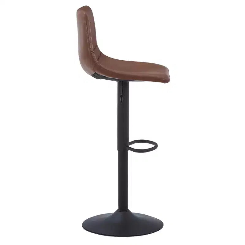 LeisureMod Tilbury Modern Adjustable Height Bar Stool with Vegan Leather Upholstery and Footrest, Ideal for Kitchen Island, Counter, or Home Bar