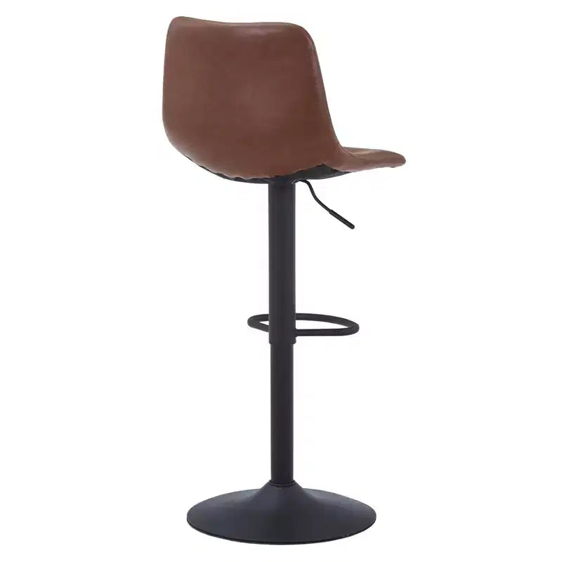 LeisureMod Tilbury Modern Adjustable Height Bar Stool with Vegan Leather Upholstery and Footrest, Ideal for Kitchen Island, Counter, or Home Bar