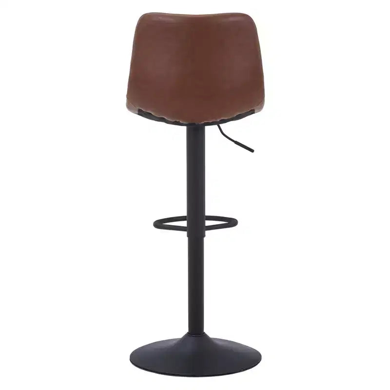LeisureMod Tilbury Modern Adjustable Height Bar Stool with Vegan Leather Upholstery and Footrest, Ideal for Kitchen Island, Counter, or Home Bar