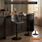 LeisureMod Tilbury Modern Adjustable Height Bar Stool with Vegan Leather Upholstery and Footrest, Ideal for Kitchen Island, Counter, or Home Bar