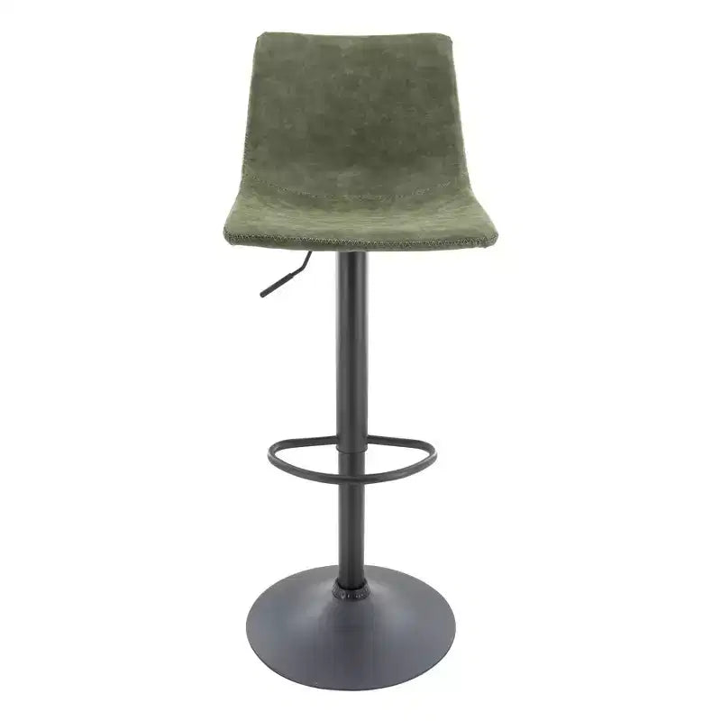 LeisureMod Tilbury Modern Adjustable Height Bar Stool with Vegan Leather Upholstery and Footrest, Ideal for Kitchen Island, Counter, or Home Bar