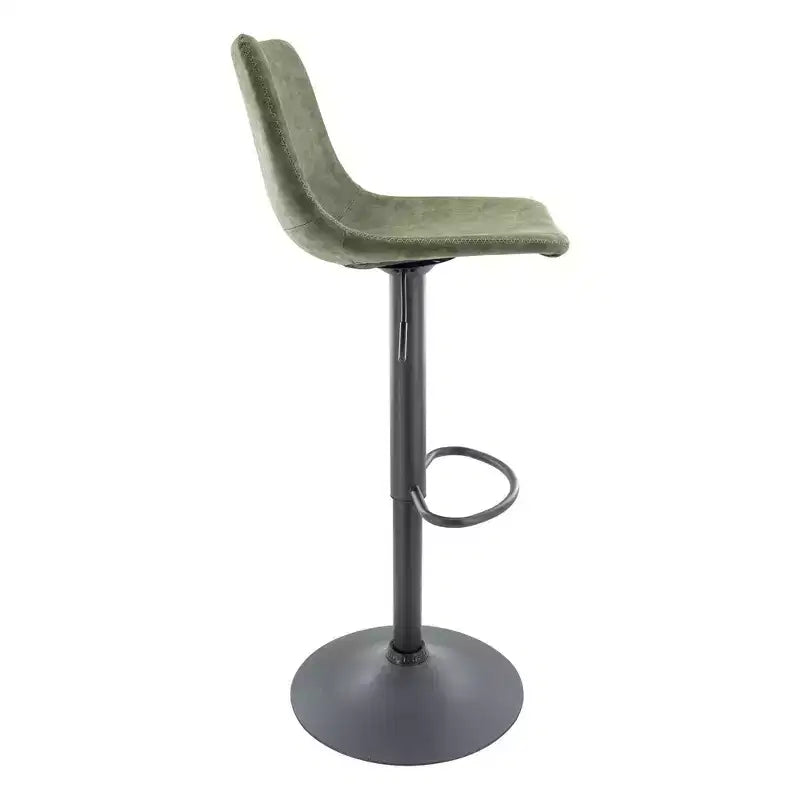 LeisureMod Tilbury Modern Adjustable Height Bar Stool with Vegan Leather Upholstery and Footrest, Ideal for Kitchen Island, Counter, or Home Bar