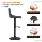 LeisureMod Tilbury Modern Adjustable Height Bar Stool with Vegan Leather Upholstery and Footrest, Ideal for Kitchen Island, Counter, or Home Bar
