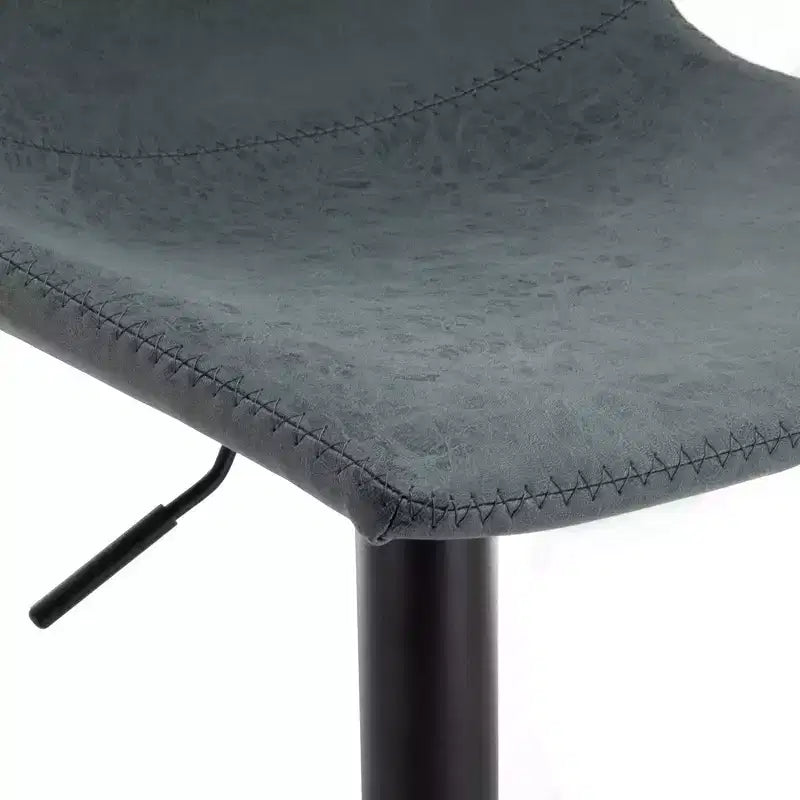 LeisureMod Tilbury Modern Adjustable Height Bar Stool with Vegan Leather Upholstery and Footrest, Ideal for Kitchen Island, Counter, or Home Bar