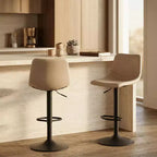 LeisureMod Tilbury Modern Adjustable Height Bar Stool with Vegan Leather Upholstery and Footrest, Ideal for Kitchen Island, Counter, or Home Bar