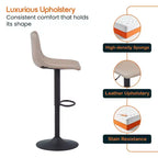 LeisureMod Tilbury Modern Adjustable Height Bar Stool with Vegan Leather Upholstery and Footrest, Ideal for Kitchen Island, Counter, or Home Bar