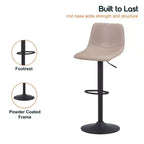 LeisureMod Tilbury Modern Adjustable Height Bar Stool with Vegan Leather Upholstery and Footrest, Ideal for Kitchen Island, Counter, or Home Bar