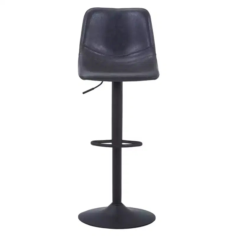 LeisureMod Tilbury Modern Adjustable Height Bar Stool with Vegan Leather Upholstery and Footrest, Ideal for Kitchen Island, Counter, or Home Bar