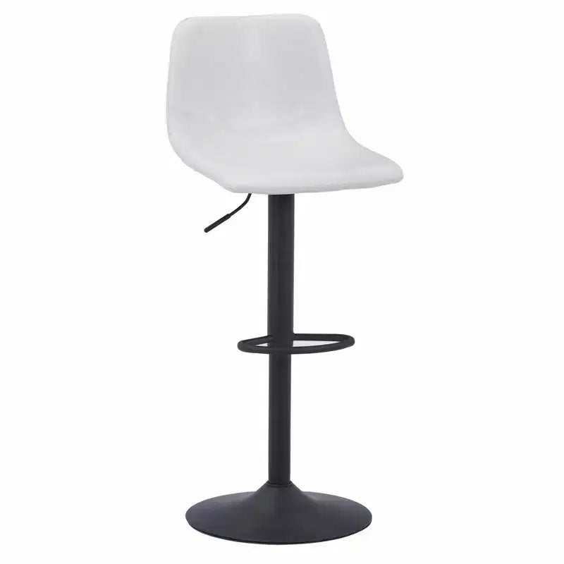 LeisureMod Tilbury Modern Adjustable Height Bar Stool with Vegan Leather Upholstery and Footrest, Ideal for Kitchen Island, Counter, or Home Bar