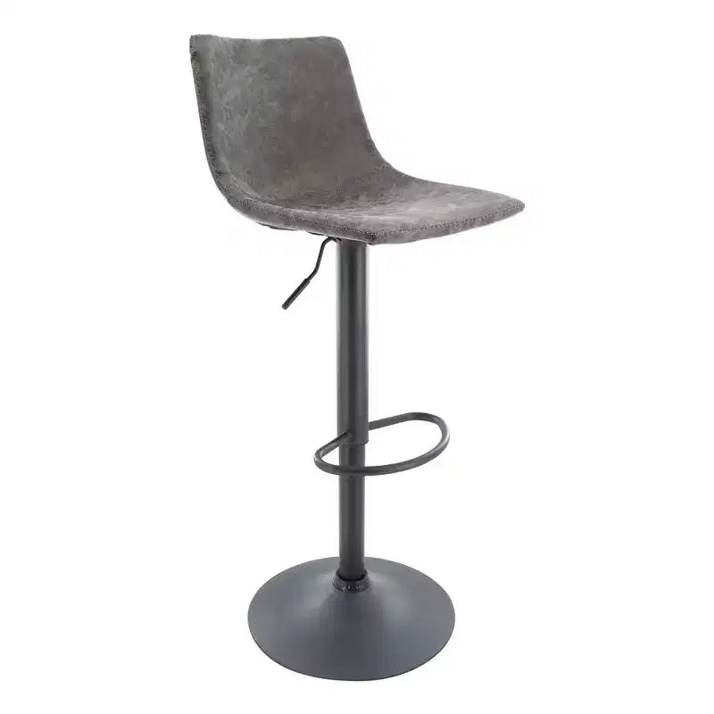 LeisureMod Tilbury Modern Adjustable Height Bar Stool with Vegan Leather Upholstery and Footrest, Ideal for Kitchen Island, Counter, or Home Bar