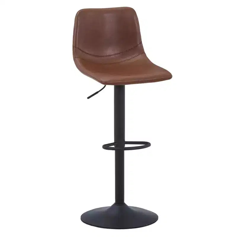 LeisureMod Tilbury Modern Adjustable Height Bar Stool with Vegan Leather Upholstery and Footrest, Ideal for Kitchen Island, Counter, or Home Bar