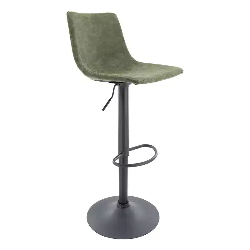 LeisureMod Tilbury Modern Adjustable Height Bar Stool with Vegan Leather Upholstery and Footrest, Ideal for Kitchen Island, Counter, or Home Bar