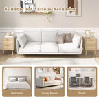 Costway 1/2 PCS Rattan Nightstand Boho Accent Bedside Table with 2 Storage Drawers Natural