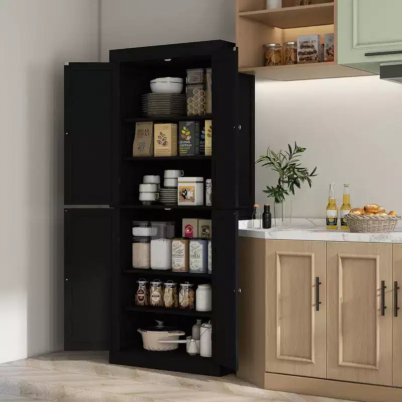HOMCOM 72 Traditional Freestanding Kitchen Pantry Cupboard with 2 Cabinet, and Adjustable Shelves