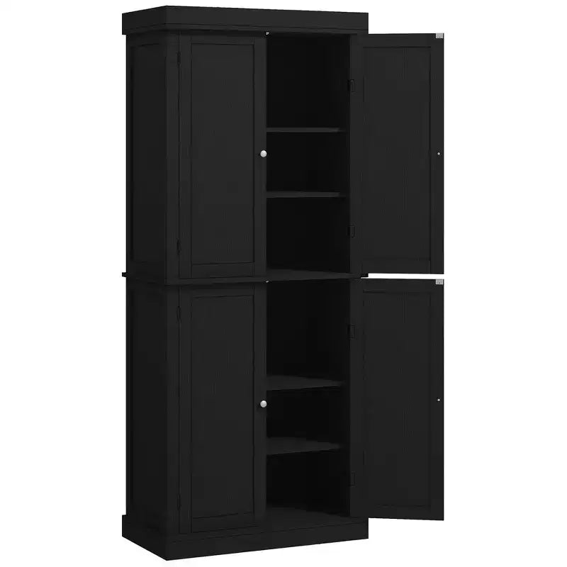 HOMCOM 72 Traditional Freestanding Kitchen Pantry Cupboard with 2 Cabinet, and Adjustable Shelves