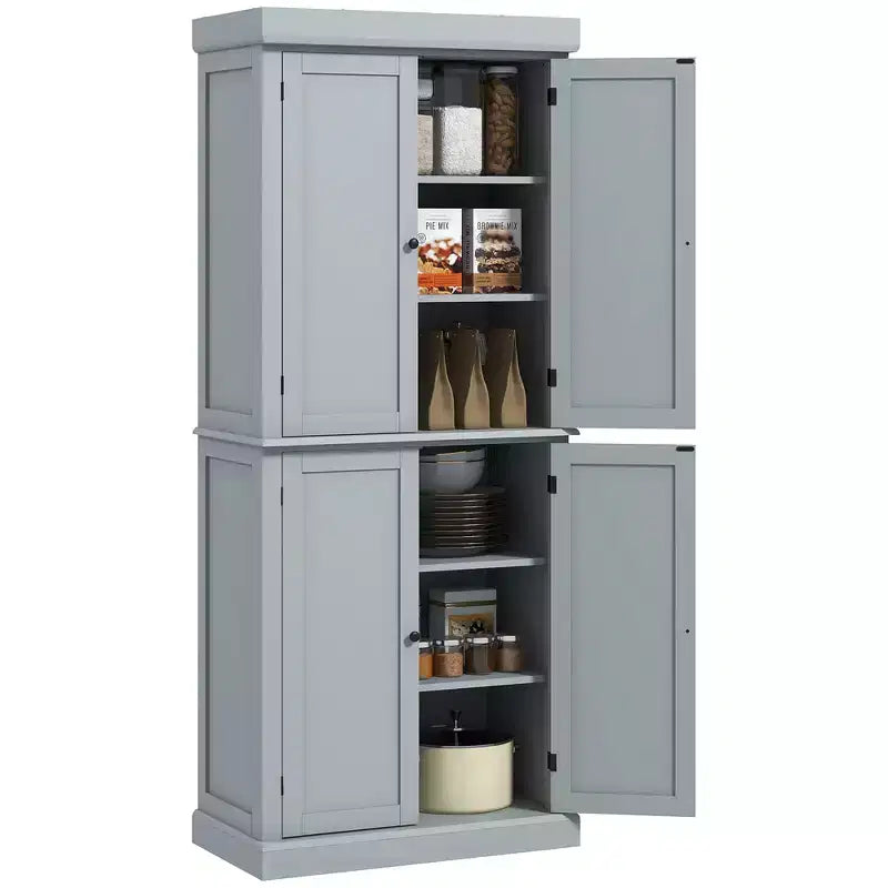 HOMCOM 72 Traditional Freestanding Kitchen Pantry Cupboard with 2 Cabinet, and Adjustable Shelves