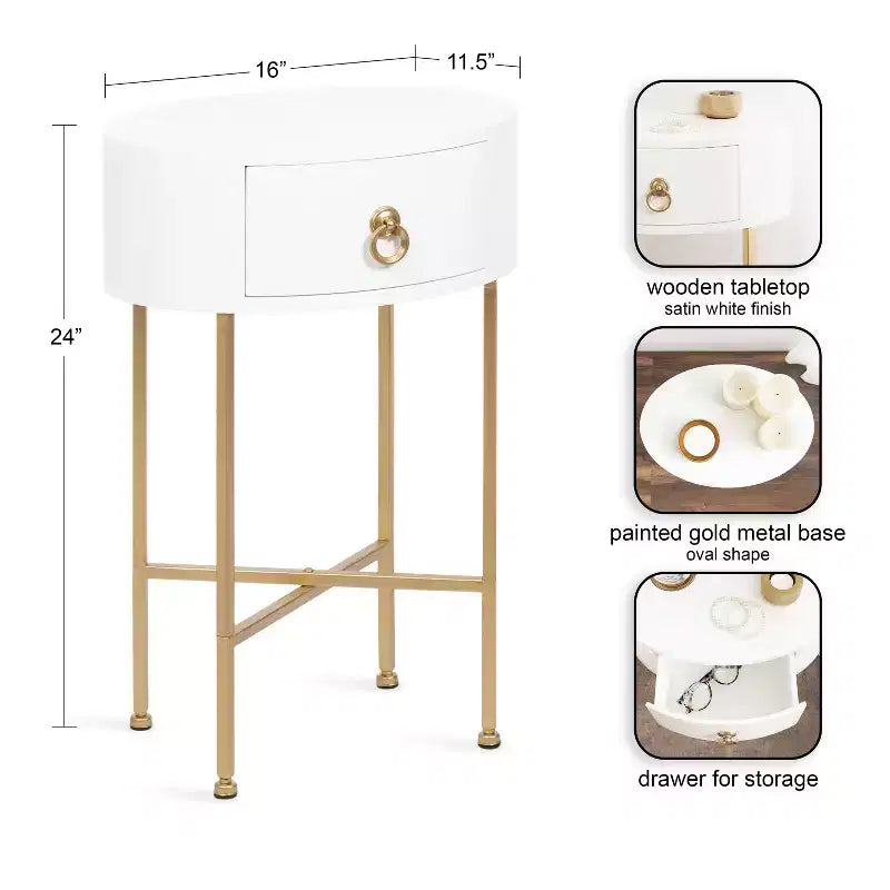 Kate and Laurel Decklyn Glam Oval Side Table